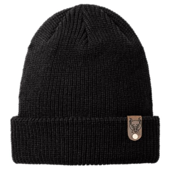 Leather Tag Chunky Knit Beanie Thumbnail