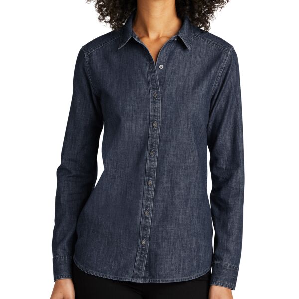 Ladies Long Sleeve Perfect Denim Shirt Thumbnail